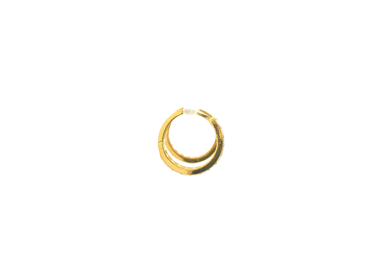 18K Yellow Gold Hoop Earrings with Cubic Zirconia
