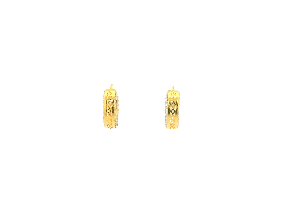 18K Yellow Gold Hoop Earrings with Cubic Zirconia