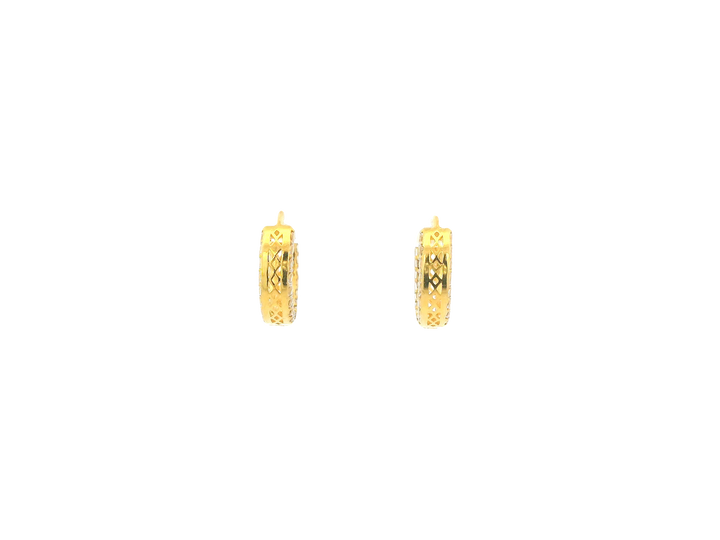 18K Yellow Gold Hoop Earrings with Cubic Zirconia