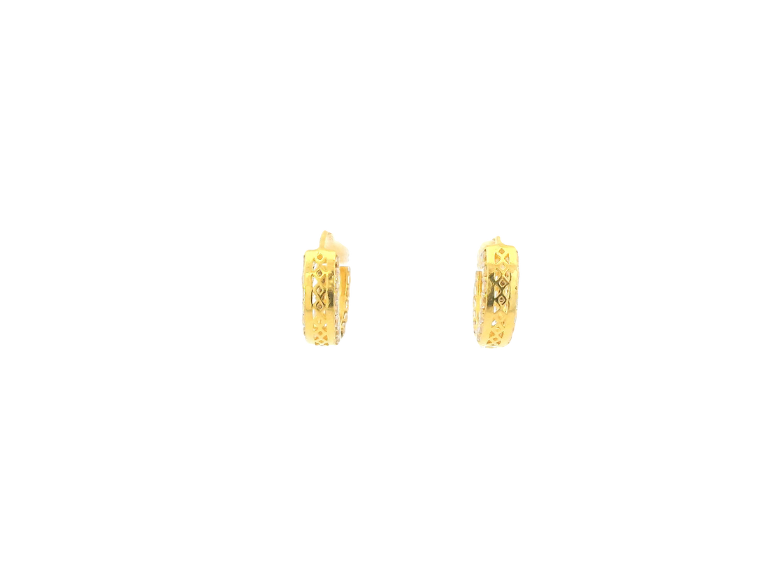 18K Yellow Gold Hoop Earrings with Cubic Zirconia