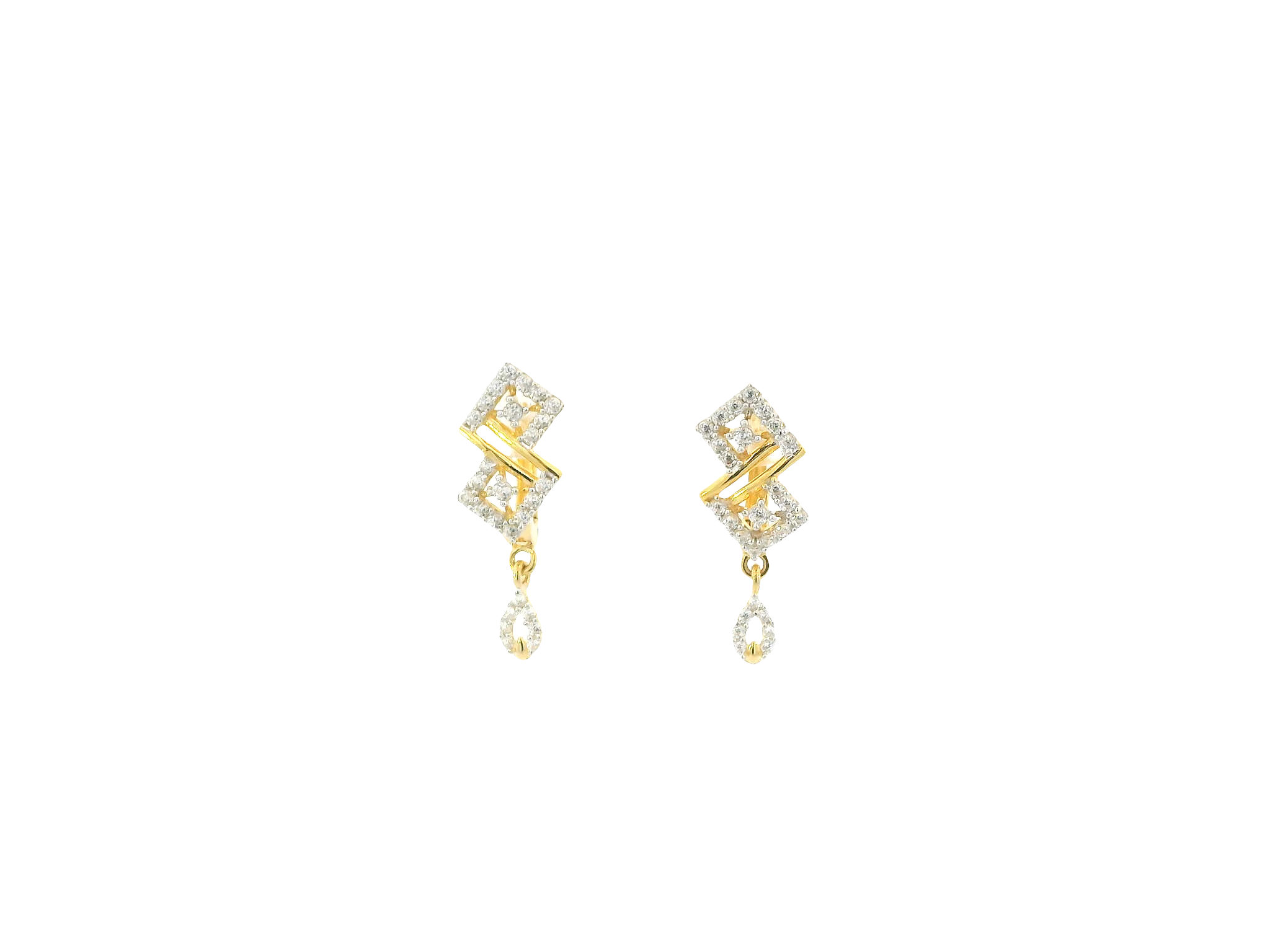 18K Yellow Gold Hoop Earrings with Cubic Zirconia