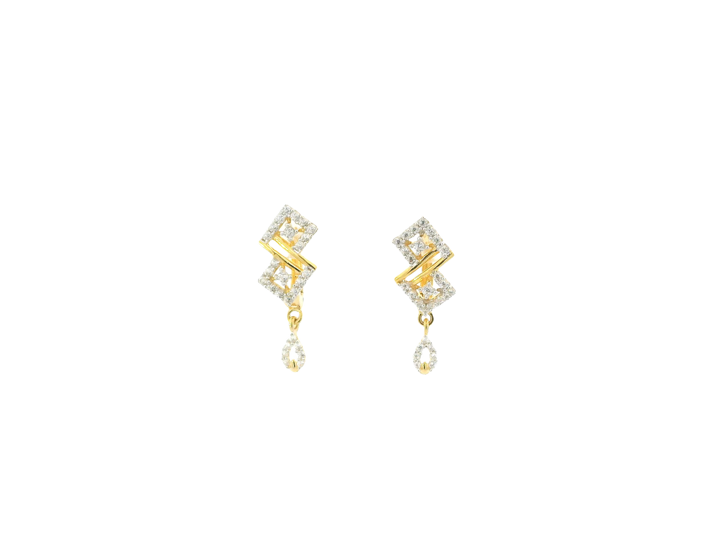 18K Yellow Gold Hoop Earrings with Cubic Zirconia