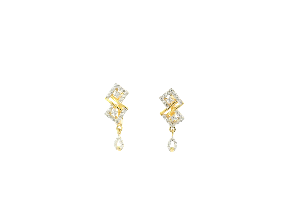 18K Yellow Gold Hoop Earrings with Cubic Zirconia