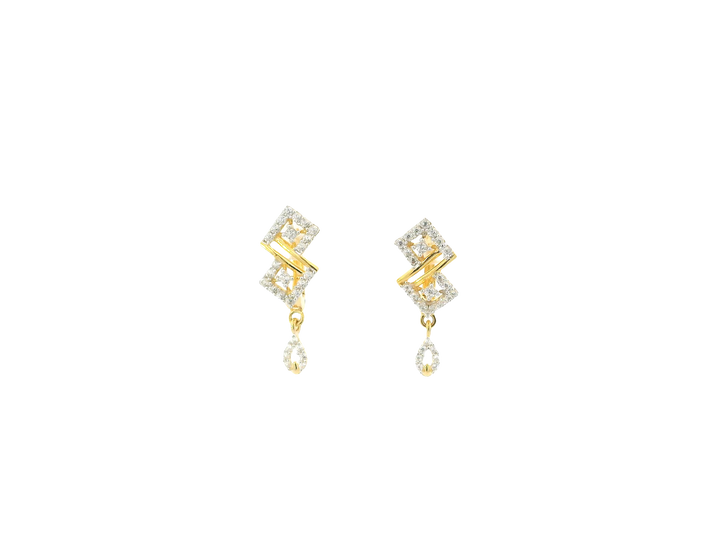 18K Yellow Gold Hoop Earrings with Cubic Zirconia