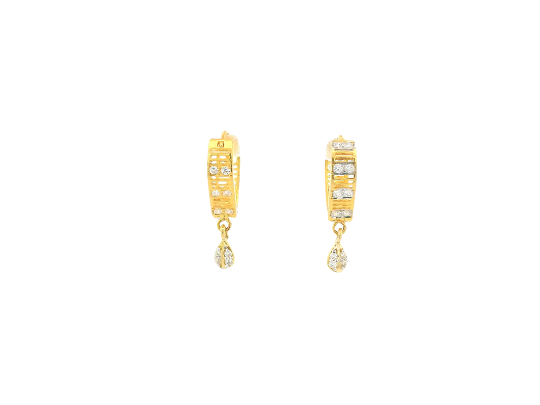 18K Yellow Gold Hoop Earrings with Cubic Zirconia