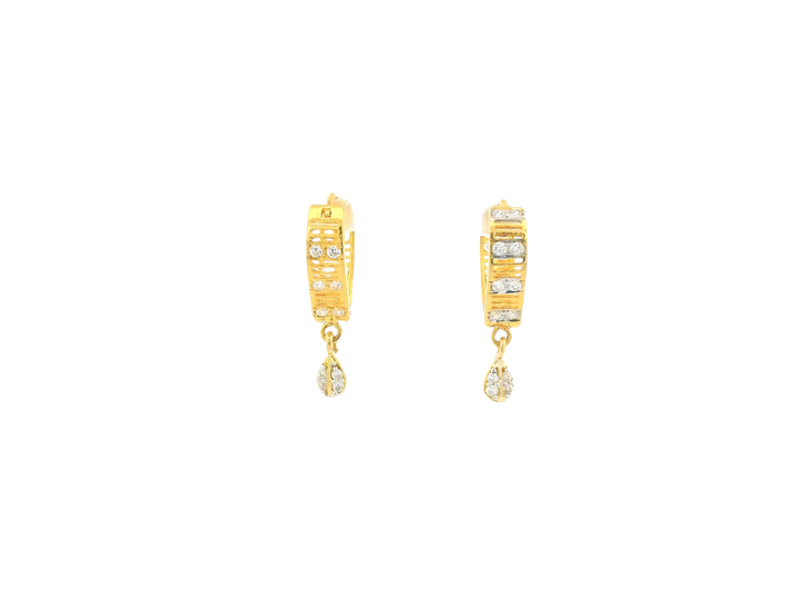 18K Yellow Gold Hoop Earrings with Cubic Zirconia
