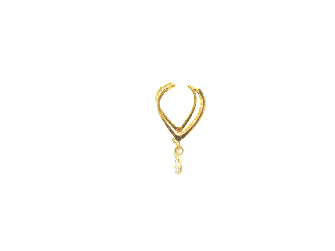 18K Yellow Gold Hoop Earrings with Cubic Zirconia