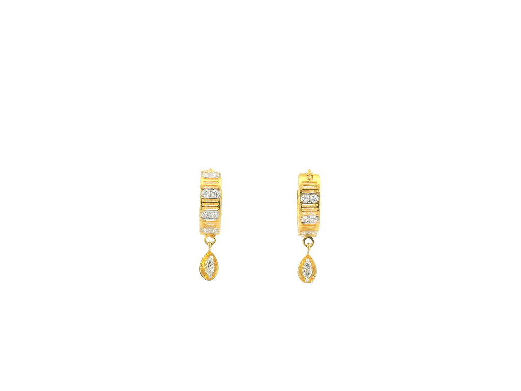 18K Yellow Gold Hoop Earrings with Cubic Zirconia