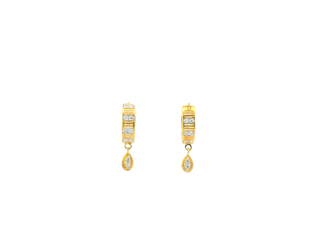 18K Yellow Gold Hoop Earrings with Cubic Zirconia