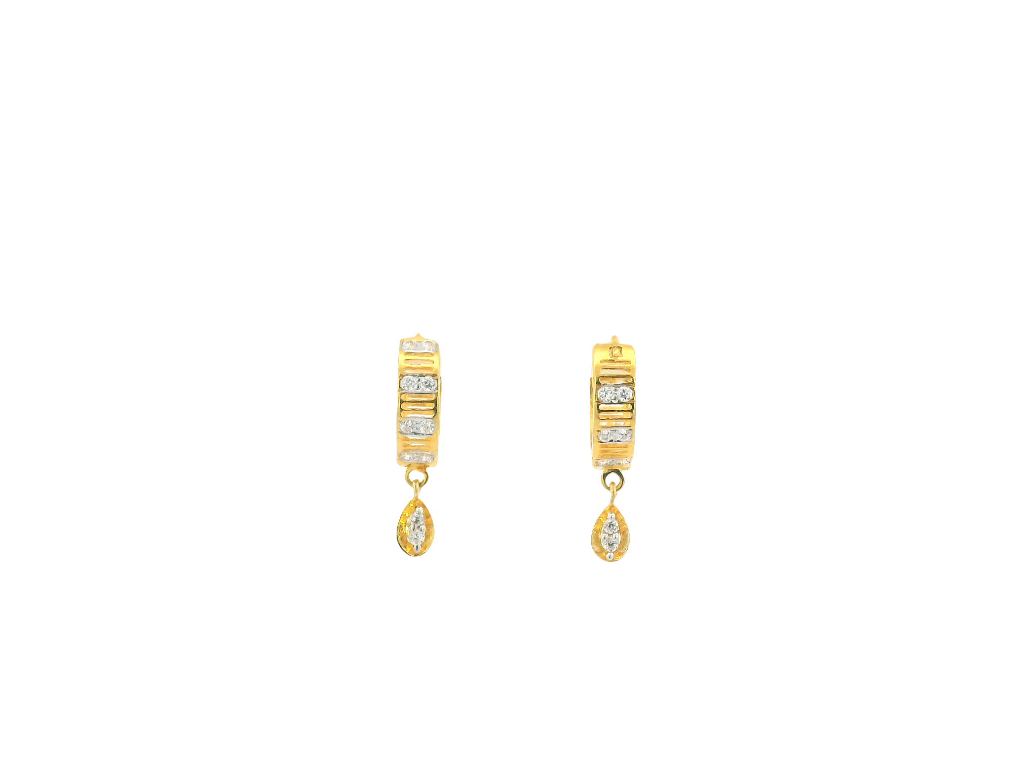 18K Yellow Gold Hoop Earrings with Cubic Zirconia