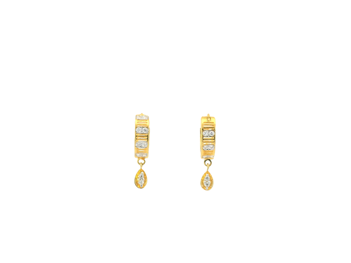18K Yellow Gold Hoop Earrings with Cubic Zirconia