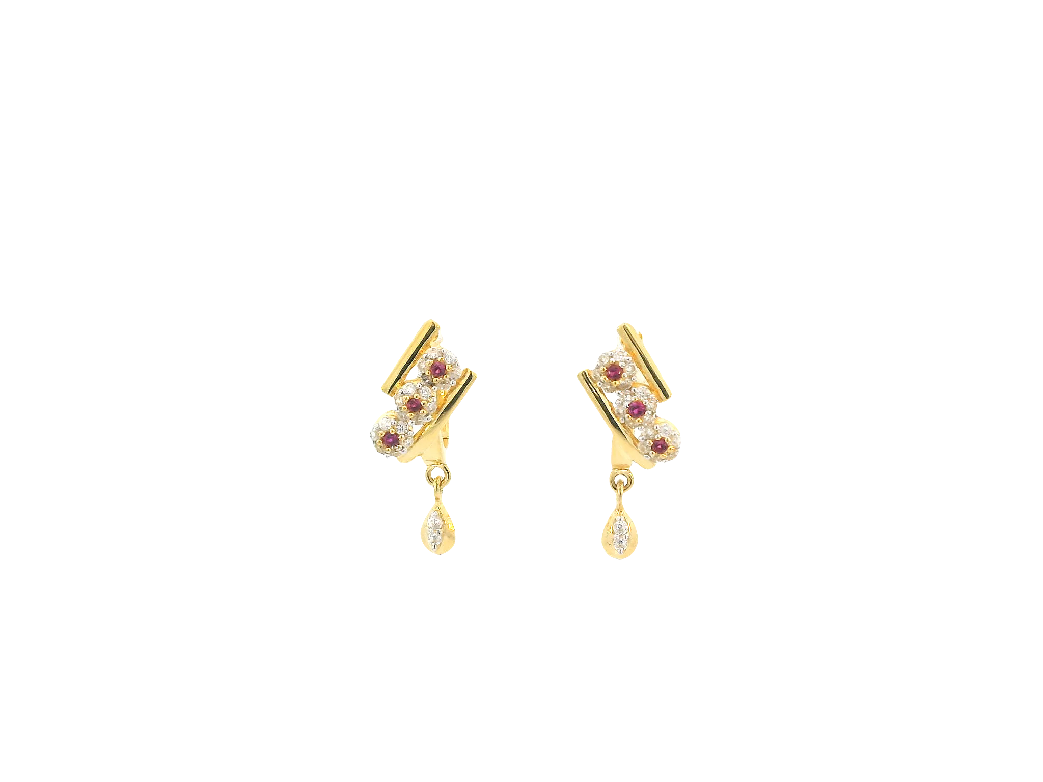 18K Yellow Gold Hoop Earrings with Cubic Zirconia