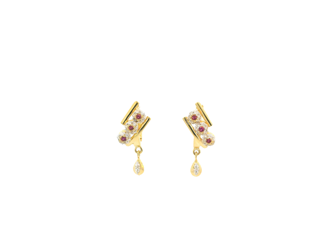 18K Yellow Gold Hoop Earrings with Cubic Zirconia