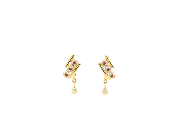 18K Yellow Gold Hoop Earrings with Cubic Zirconia