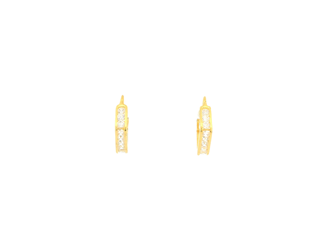 18K Yellow Gold Hoop Earrings with Cubic Zirconia