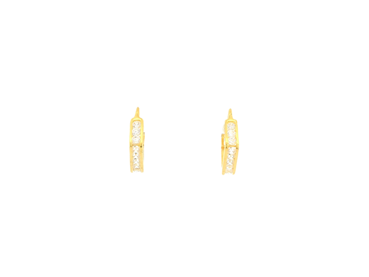 18K Yellow Gold Hoop Earrings with Cubic Zirconia