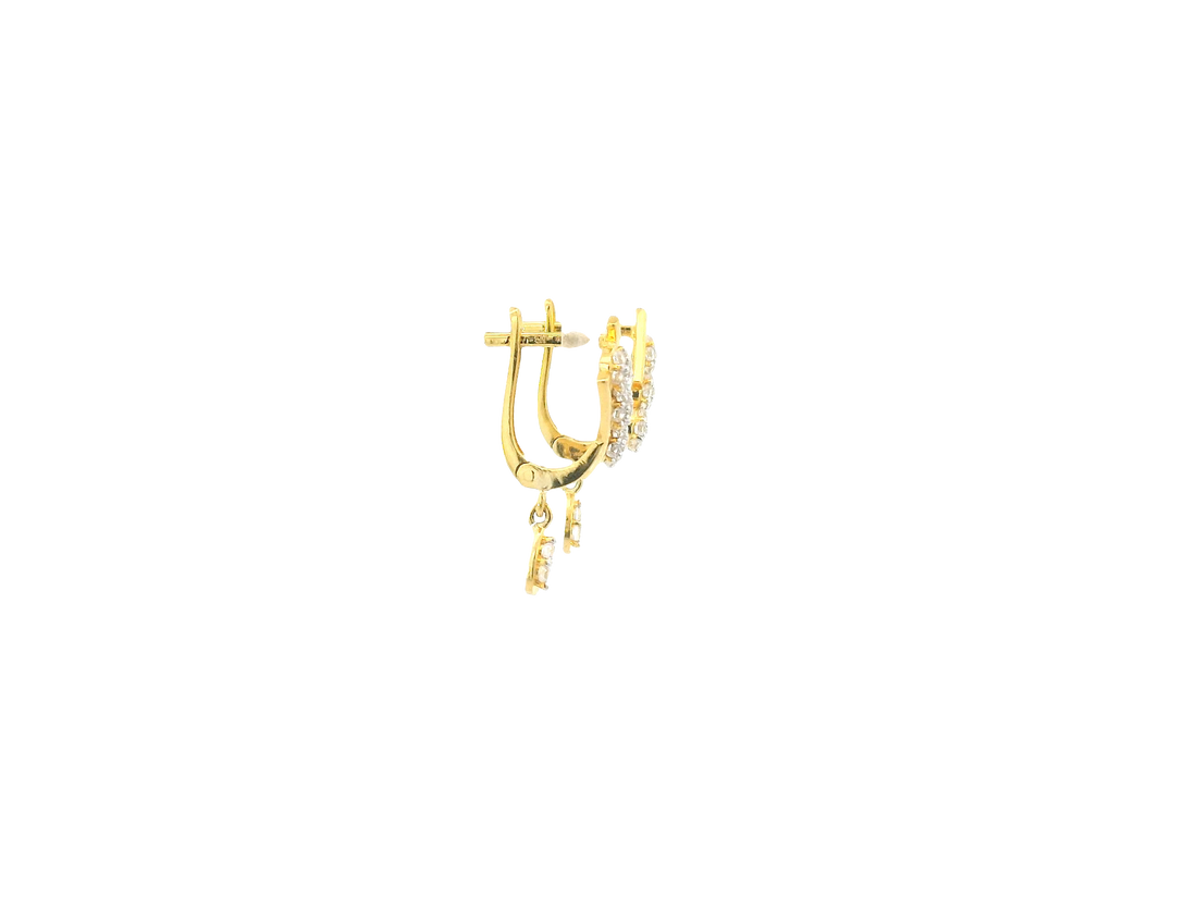 18K Yellow Gold Hoop Earrings with Cubic Zirconia