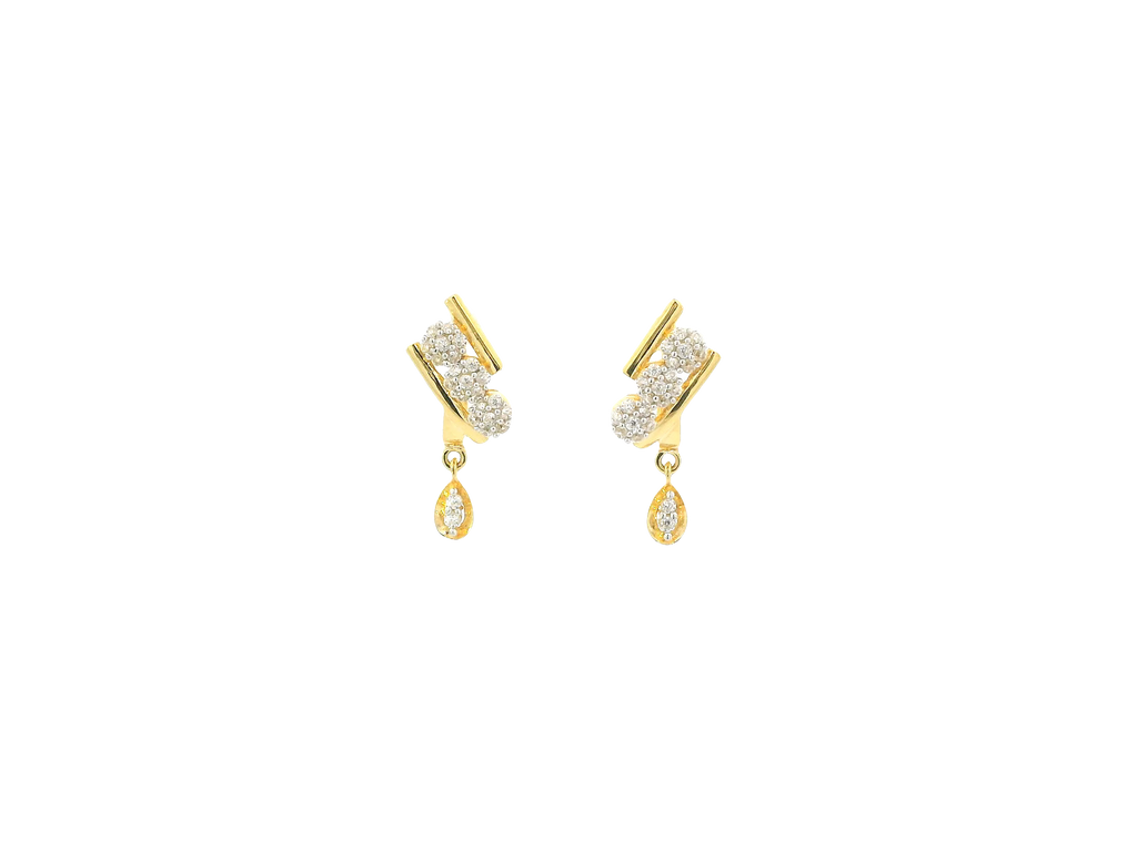 18K Yellow Gold Hoop Earrings with Cubic Zirconia