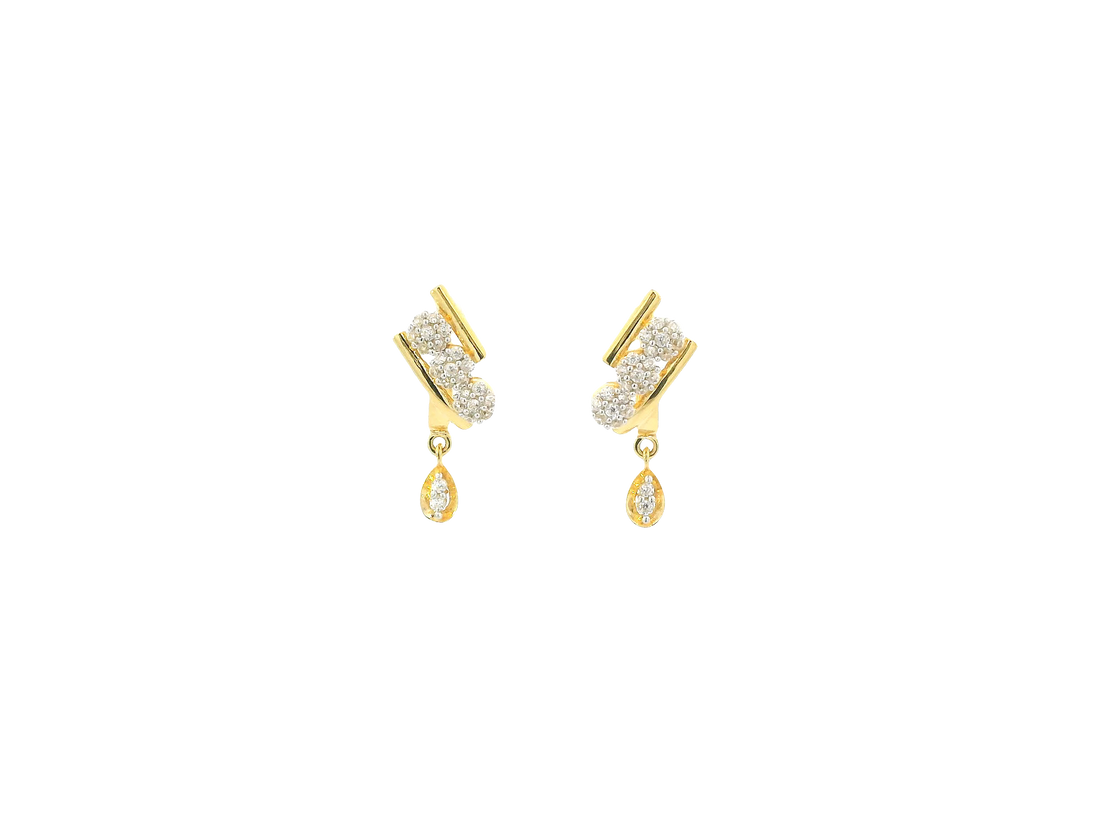 18K Yellow Gold Hoop Earrings with Cubic Zirconia
