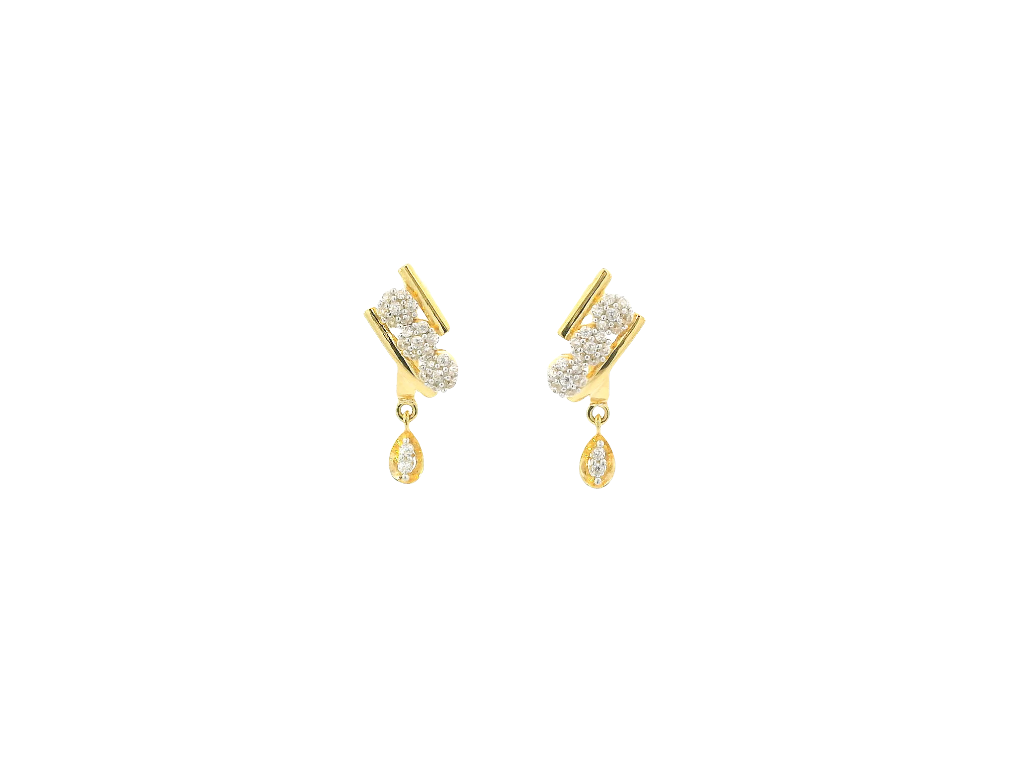 18K Yellow Gold Hoop Earrings with Cubic Zirconia