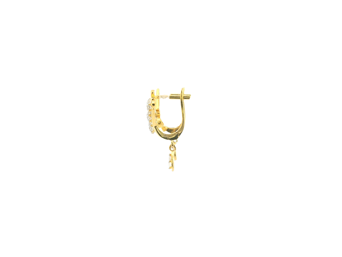 18K Yellow Gold Hoop Earrings with Cubic Zirconia