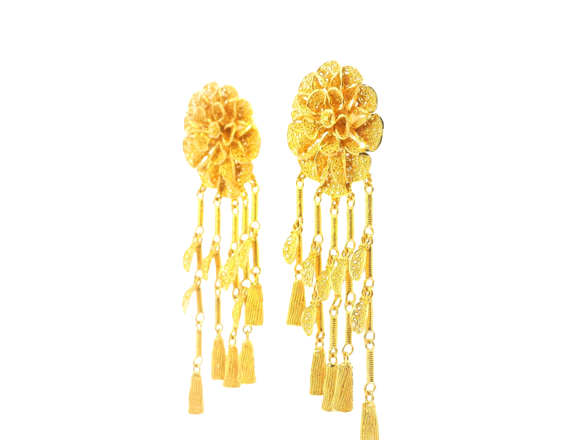 22K Yellow Gold Hanging Earrings with Screw Back