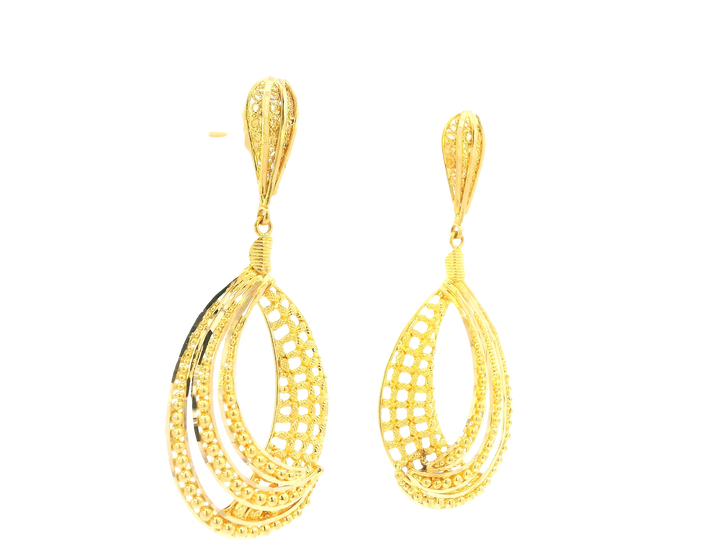22K Yellow Gold Hanging Earrings with Screw Back