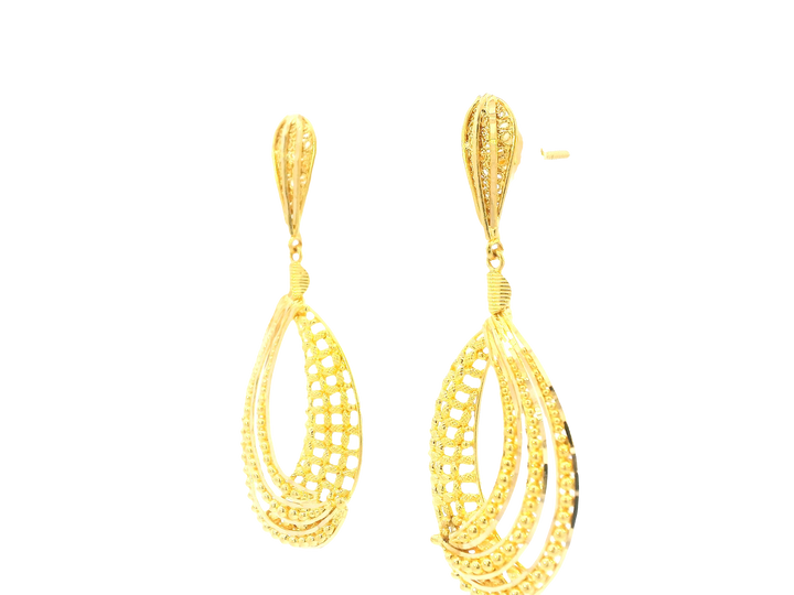 22K Yellow Gold Hanging Earrings with Screw Back