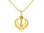 22K Yellow Gold Khanda Pendant with Cubic Zirconia