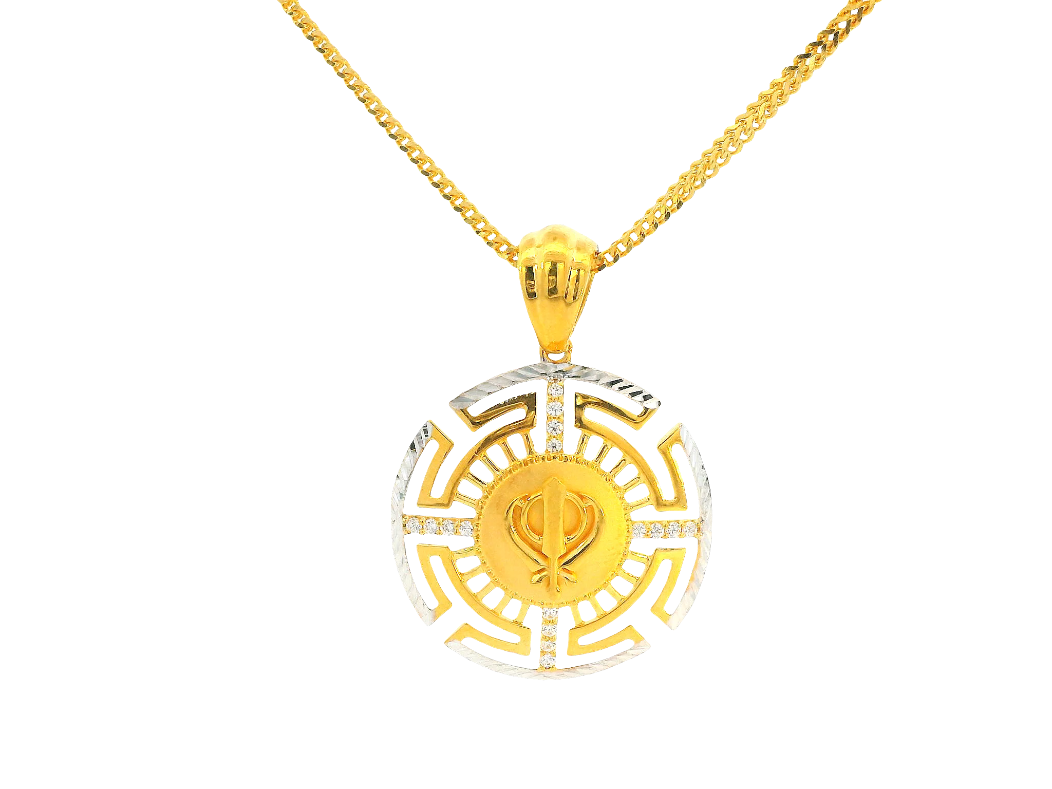22K Yellow &amp; White Gold Khanda Pendant
