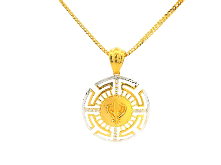 22K Yellow &amp; White Gold Khanda Pendant