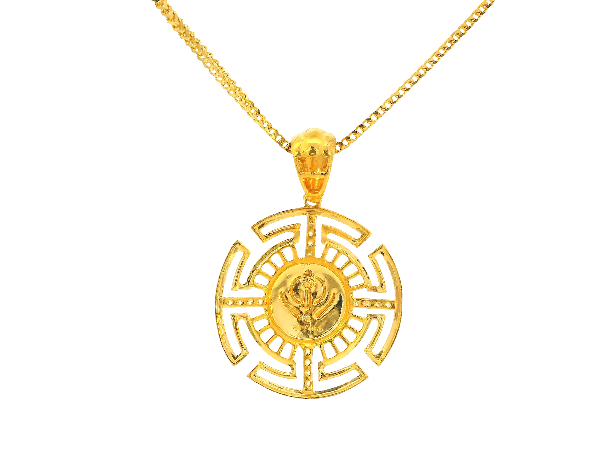 22K Yellow &amp; White Gold Khanda Pendant