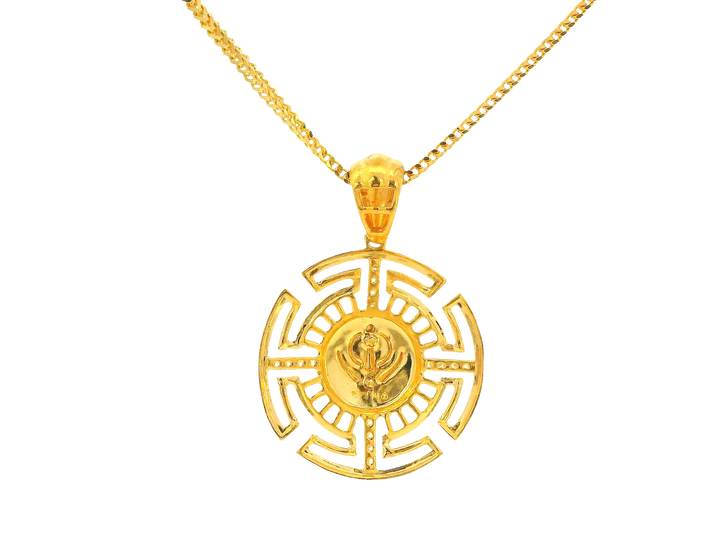22K Yellow &amp; White Gold Khanda Pendant