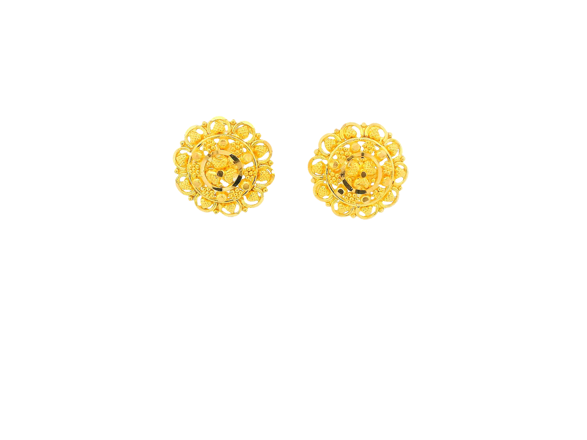 22K Yellow Gold Stud Earrings – Screw Back