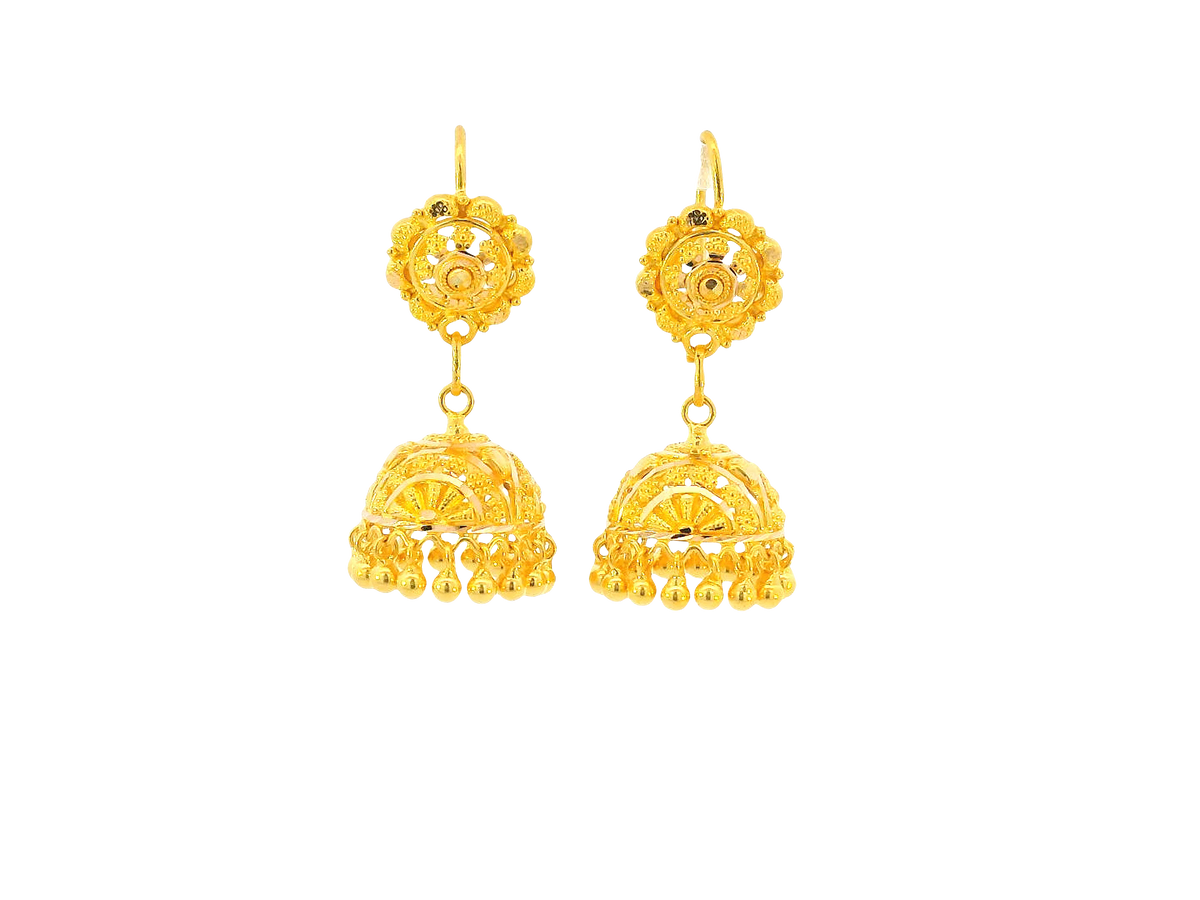 22K Yellow Gold Hanging Earrings – U Back