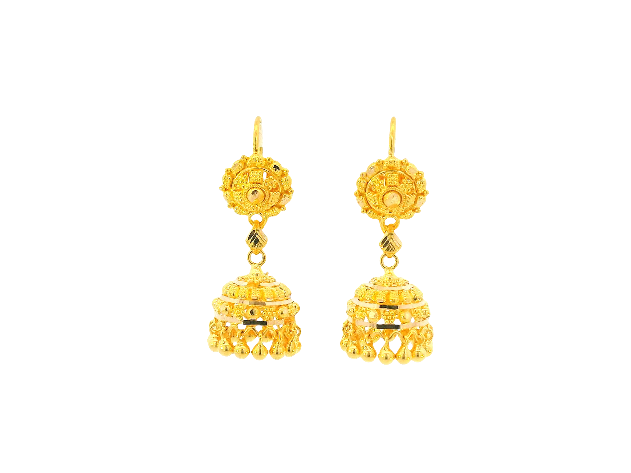 22K Yellow Gold Hanging Earrings – U Back