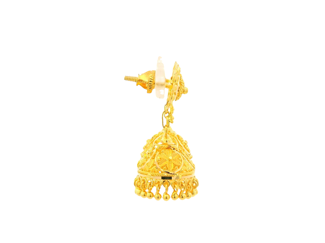 22K Yellow Gold Hanging Earrings – Screw Back