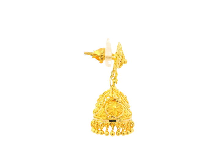 22K Yellow Gold Hanging Earrings – Screw Back