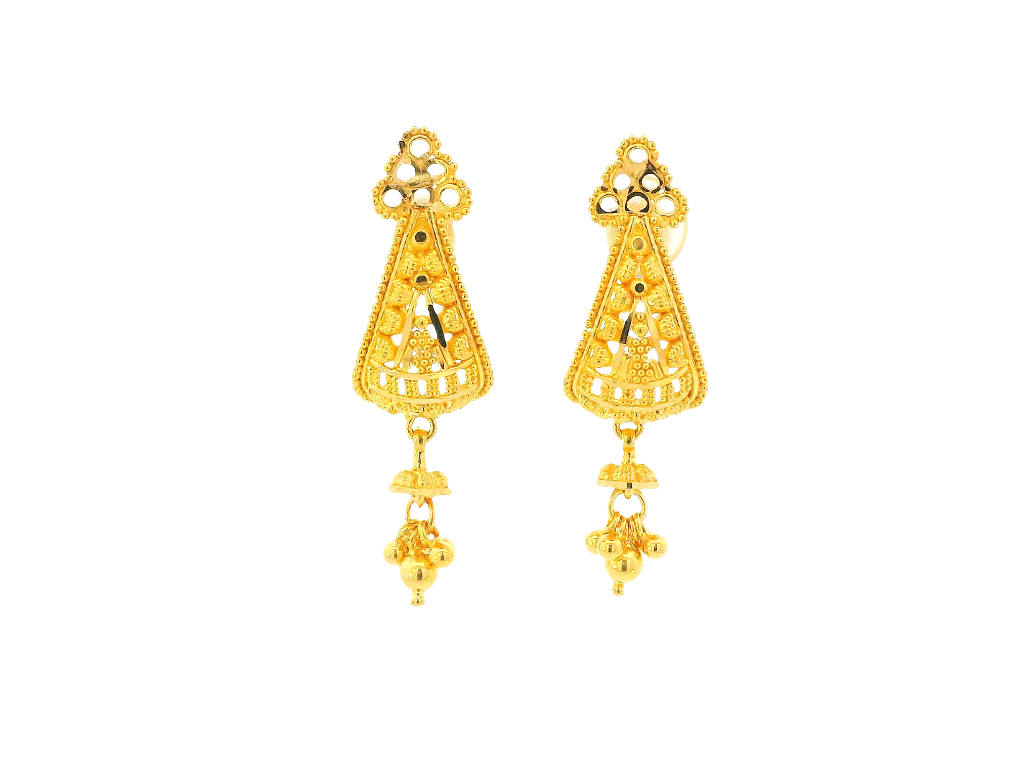 22K Yellow Gold Hanging Earrings – Screw Back
