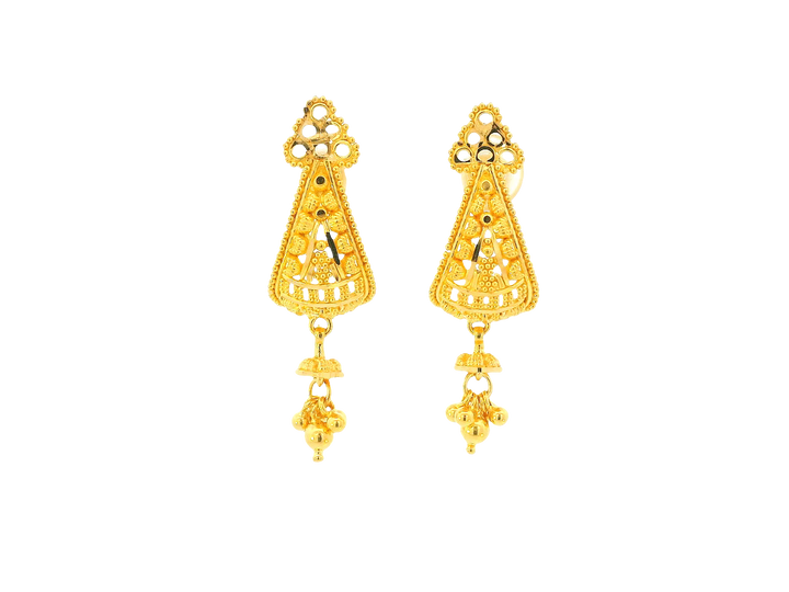 22K Yellow Gold Hanging Earrings – Screw Back
