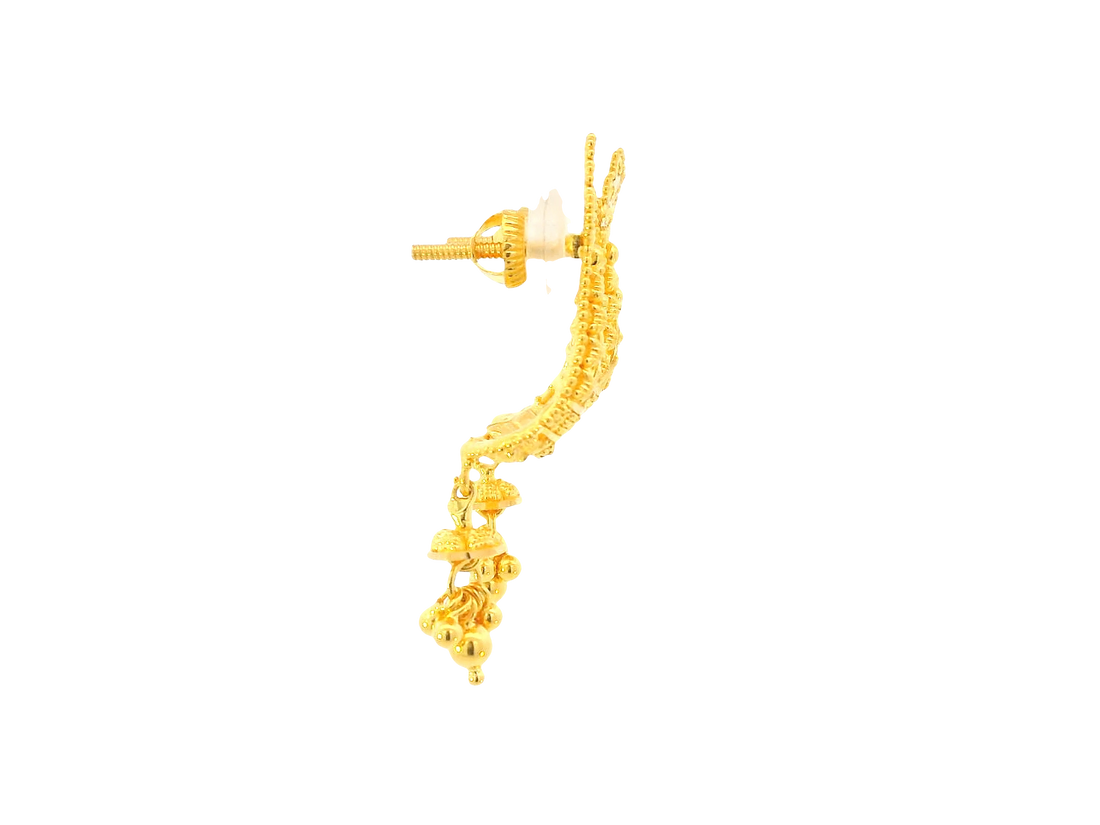 22K Yellow Gold Hanging Earrings – Screw Back