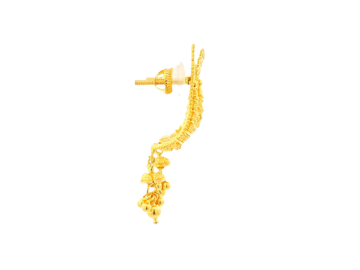 22K Yellow Gold Hanging Earrings – Screw Back