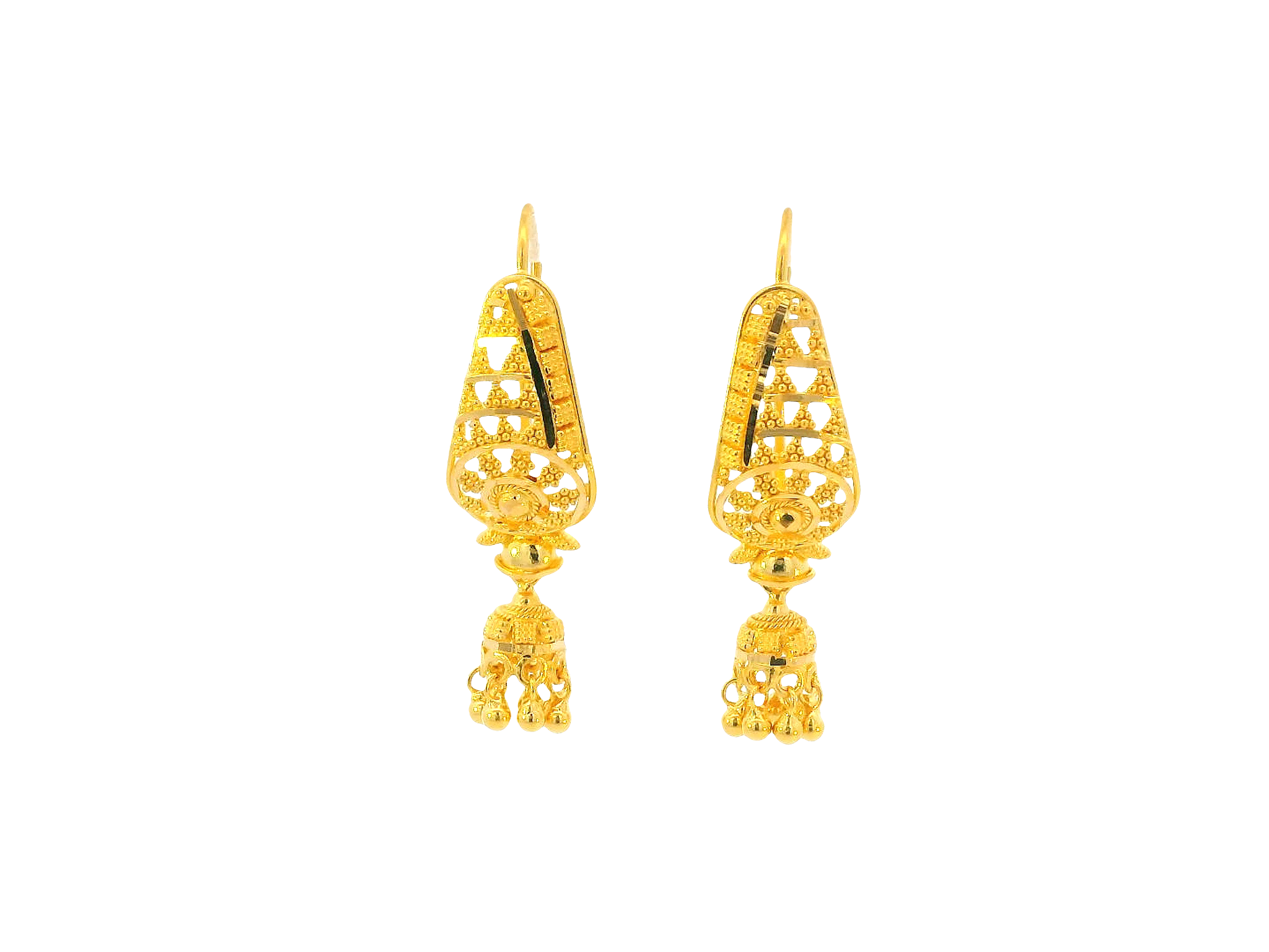 22K Yellow Gold Hanging Earrings – U Back