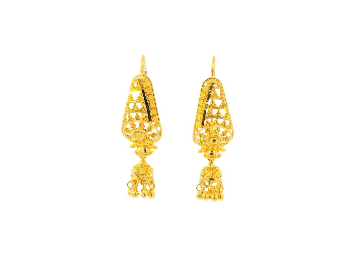 22K Yellow Gold Hanging Earrings – U Back