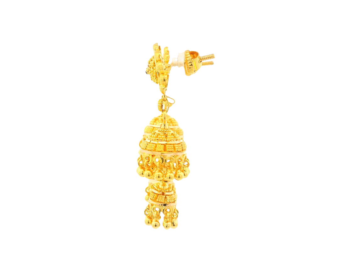 22K Yellow Gold Hanging Earrings – Screw Back