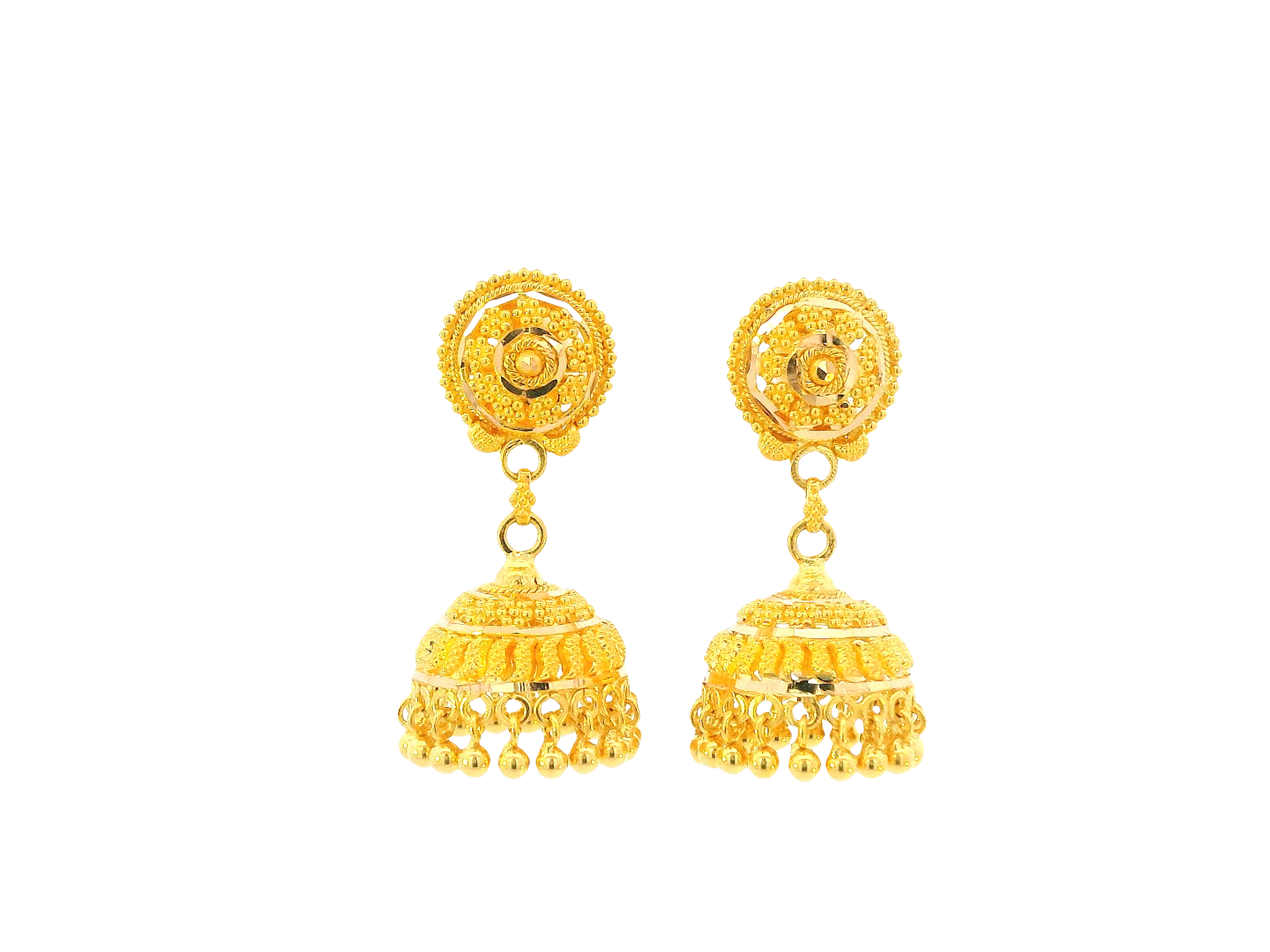22K Yellow Gold Hanging Earrings – Screw Back