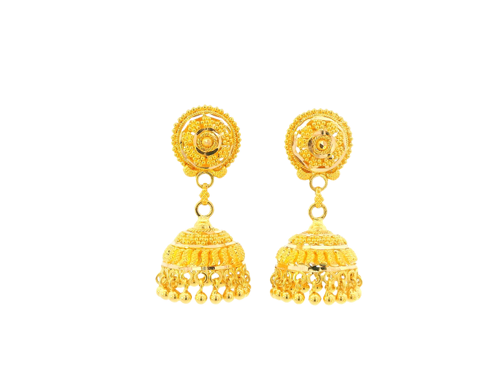 22K Yellow Gold Hanging Earrings – Screw Back