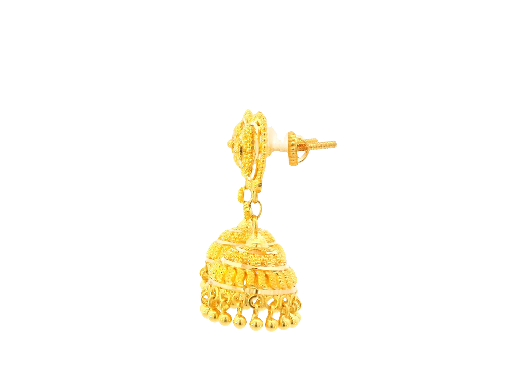 22K Yellow Gold Hanging Earrings – Screw Back