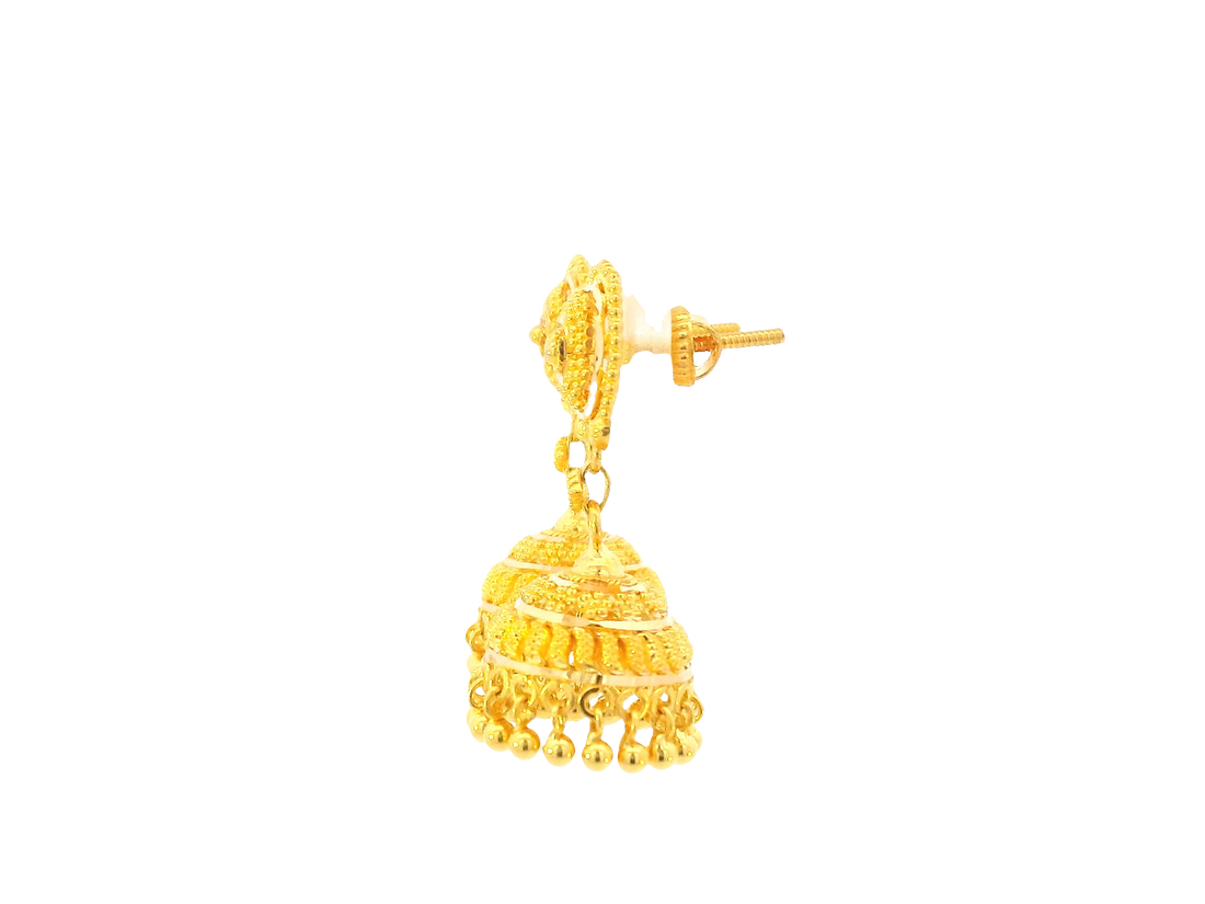 22K Yellow Gold Hanging Earrings – Screw Back