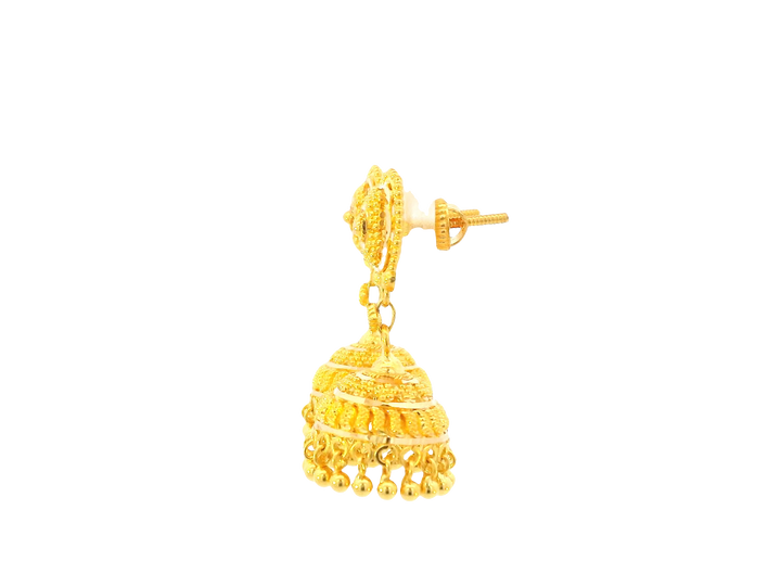 22K Yellow Gold Hanging Earrings – Screw Back
